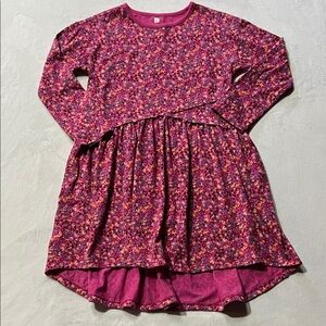 Tea Collection Pink Floral Long Sleeve hi low Girls Dress
